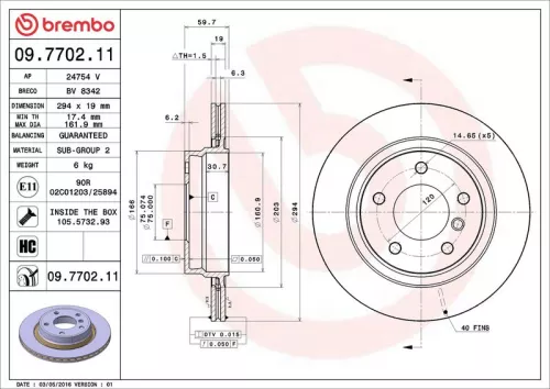 Remschijf BREMBO 09.7702.11)