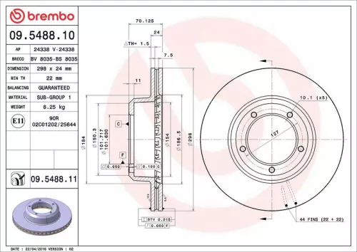 Remschijf BREMBO 09.5488.11)