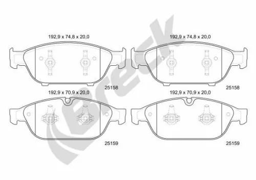 Remblokkenset, schijfrem BRECK 25158 00 551 00)