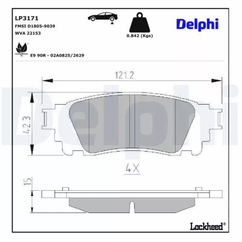 Remblokkenset, schijfrem DELPHI LP3171)