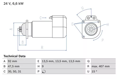 Starter BOSCH 0 986 016 520)