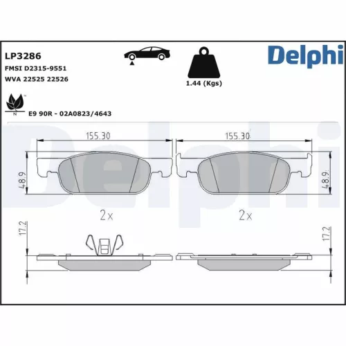Remblokkenset, schijfrem DELPHI LP3286)