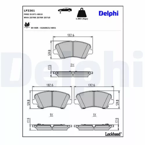 Remblokkenset, schijfrem DELPHI LP3361)