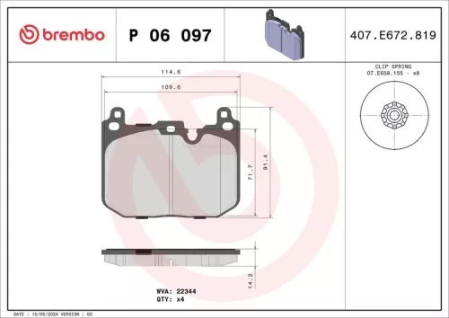 Remblokkenset, schijfrem BREMBO P 06 097)