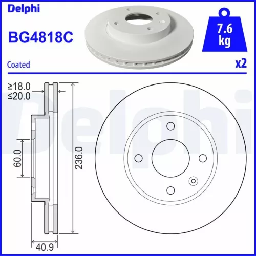 Remschijf DELPHI BG4818C)