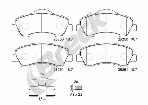 Brake Pad Set, disc brake BRECK 25250 00 701 00)