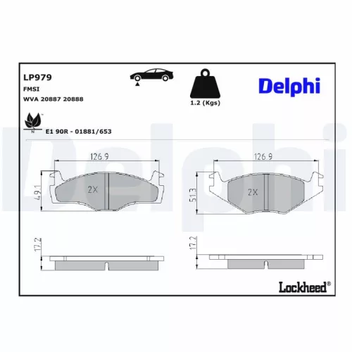 Remblokkenset, schijfrem DELPHI LP979)