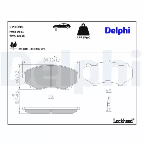 Remblokkenset, schijfrem DELPHI LP1095)
