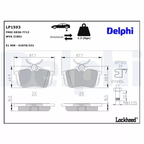 Brake Pad Set, disc brake DELPHI LP1593)