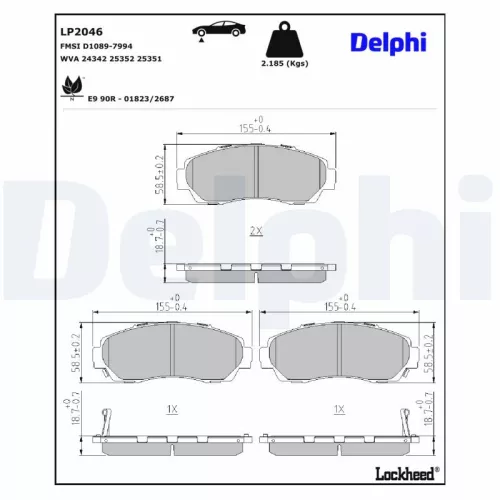 Remblokkenset, schijfrem DELPHI LP2046)