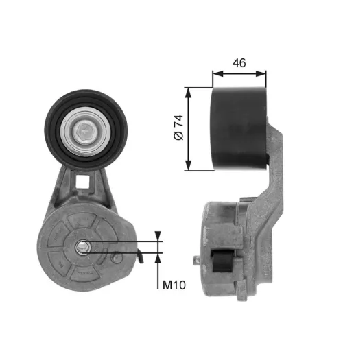 Riemspanner, V-geribbelde riem GATES T38602)
