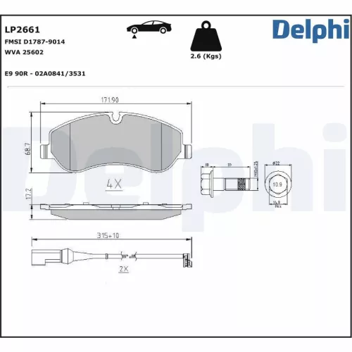 Remblokkenset, schijfrem DELPHI LP2661)
