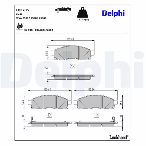 Remblokkenset, schijfrem DELPHI LP3285)