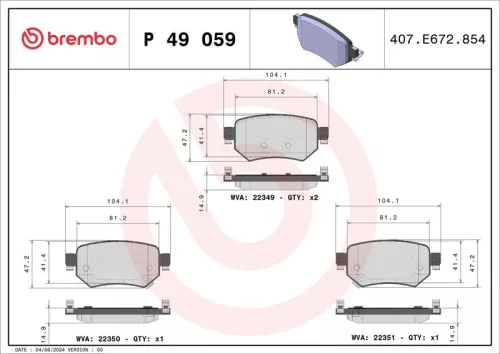 Remblokkenset, schijfrem BREMBO P 49 059)