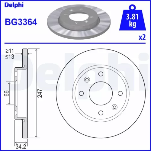 Remschijf DELPHI BG3364)