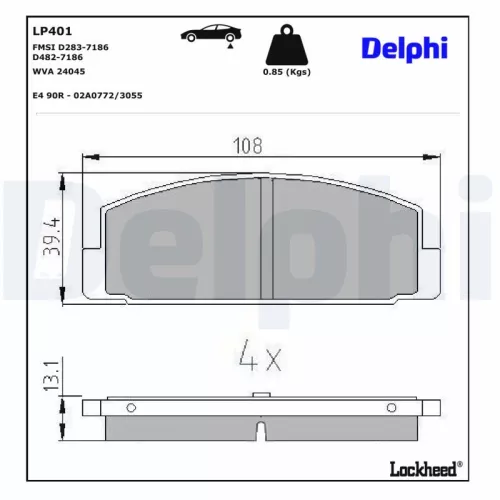 Remblokkenset, schijfrem DELPHI LP401)