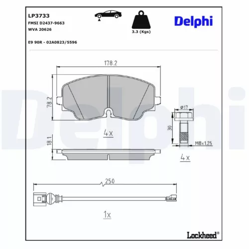 Remblokkenset, schijfrem DELPHI LP3733)