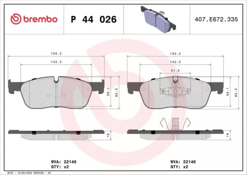 Remblokkenset, schijfrem BREMBO P 44 026)
