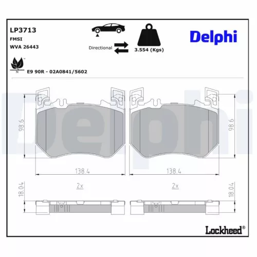 Remblokkenset, schijfrem DELPHI LP3713)