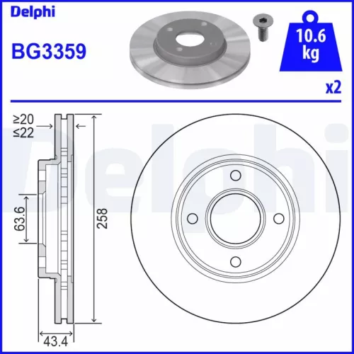 Brake Disc DELPHI BG3359)