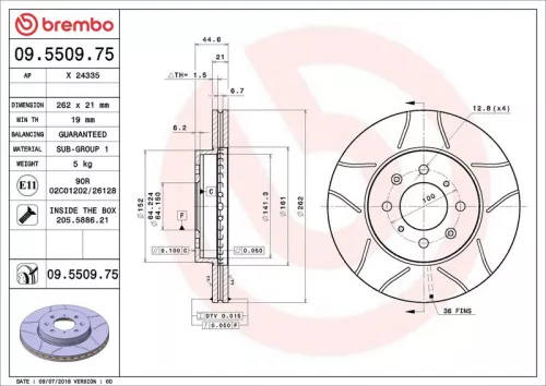 Remschijf BREMBO 09.5509.75)