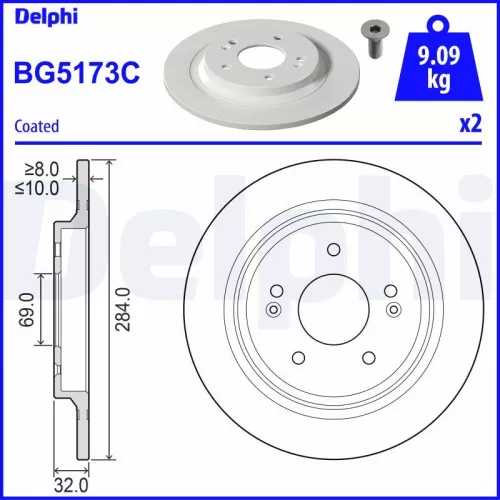 Remschijf DELPHI BG5173C)