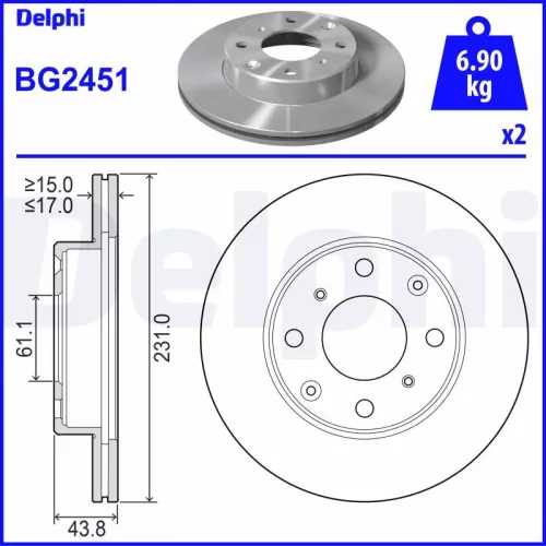 Remschijf DELPHI BG2451)