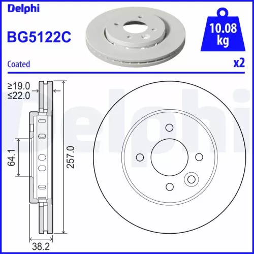 Remschijf DELPHI BG5122C)