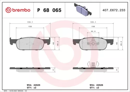 Remblokkenset, schijfrem BREMBO P 68 065)
