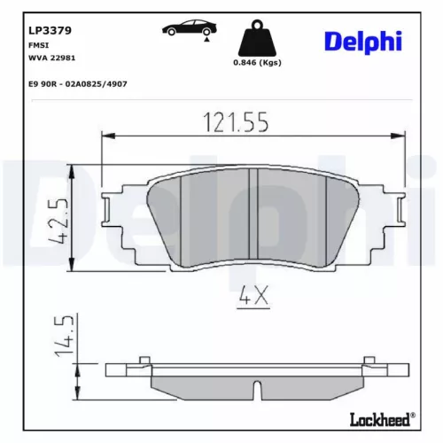 Brake Pad Set, disc brake DELPHI LP3379)