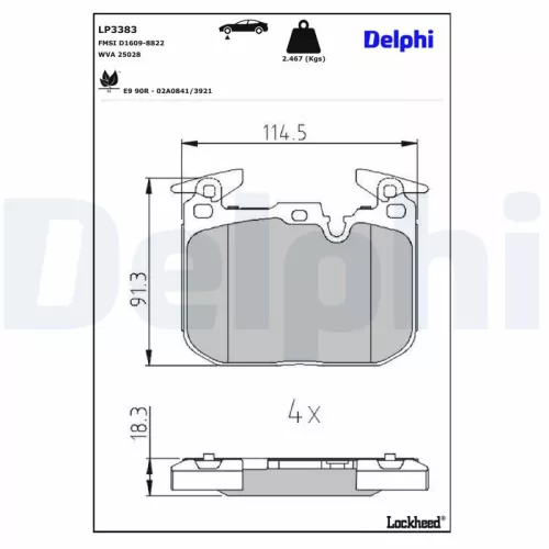 Brake Pad Set, disc brake DELPHI LP3383)