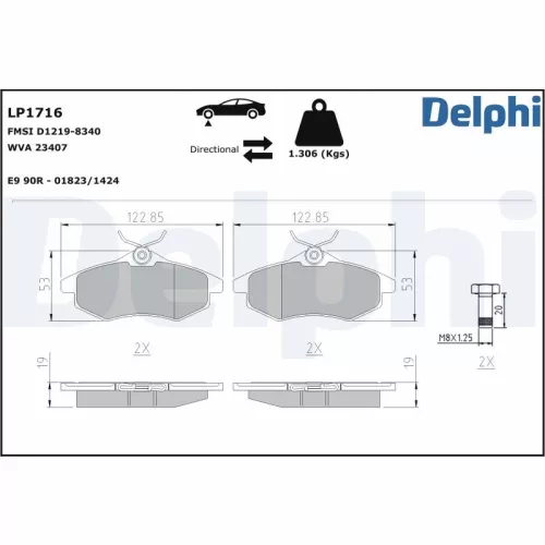 Remblokkenset, schijfrem DELPHI LP1716)