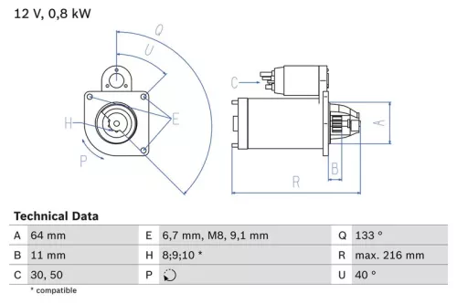 Starter BOSCH 0 986 021 590)