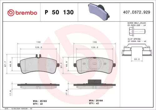 Remblokkenset, schijfrem BREMBO P 50 130)