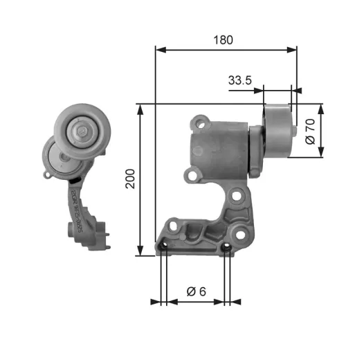 Riemspanner, V-geribbelde riem GATES T38410)