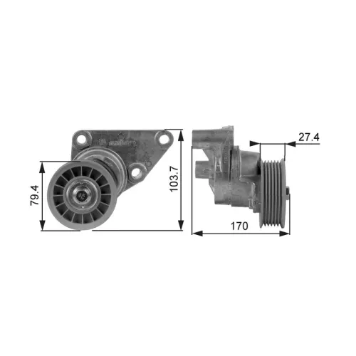 Riemspanner, V-geribbelde riem GATES T38158)