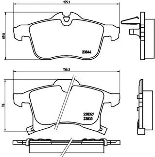 Brake Pad Set, disc brake BREMBO P 59 045X)