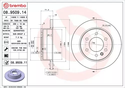 Remschijf BREMBO 08.9509.11)