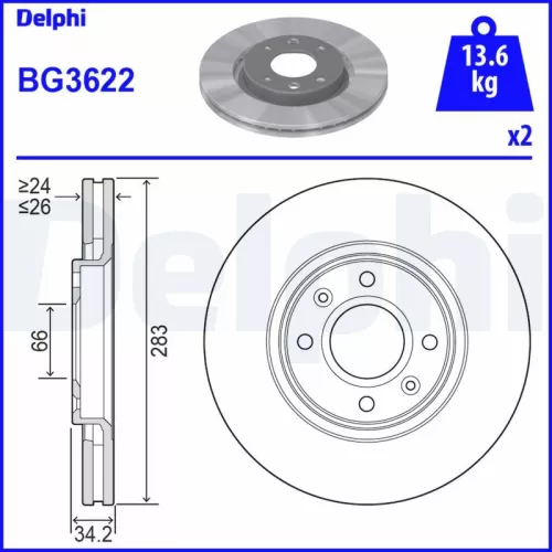 Brake Disc DELPHI BG3622)