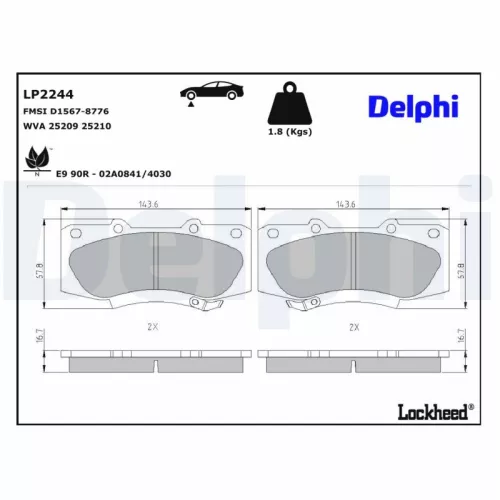 Brake Pad Set, disc brake DELPHI LP2244)