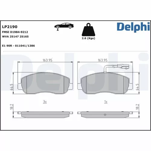 Remblokkenset, schijfrem DELPHI LP2190)