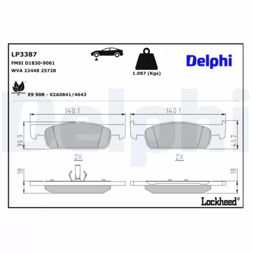Remblokkenset, schijfrem DELPHI LP3387)