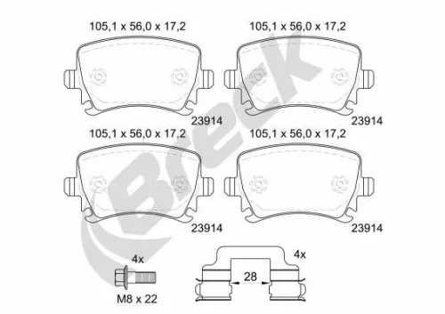 Brake Pad Set, disc brake BRECK 23914 00 704 10)