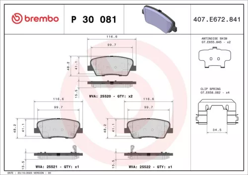 Remblokkenset, schijfrem BREMBO P 30 081)