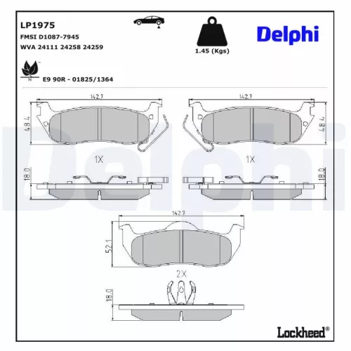 Remblokkenset, schijfrem DELPHI LP1975)