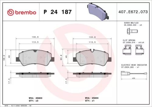Remblokkenset, schijfrem BREMBO P 24 187)