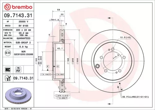Remschijf BREMBO 09.7143.31)