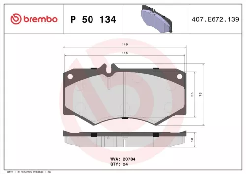 Remblokkenset, schijfrem BREMBO P 50 134)