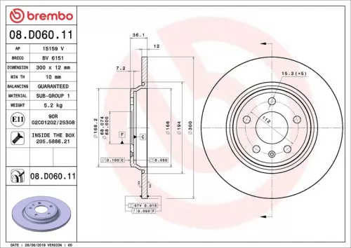 Brake Disc BREMBO 08.D060.11)