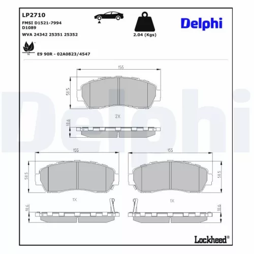 Remblokkenset, schijfrem DELPHI LP2710)